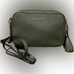 Michael Kors Green Crossbody Bag with Tassel Detail